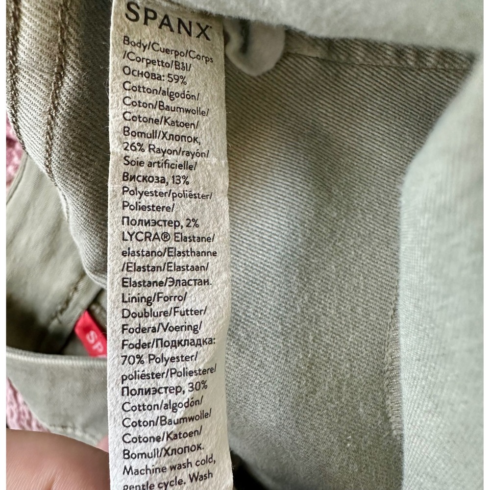 Spanx Stretch Twill Straight Leg‎ Pants Olive Oil Green Pull On Women's Small - Picture 6 of 7